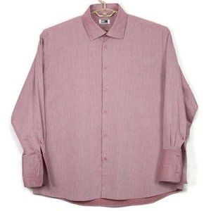 Steven‎ Land Dress Shirt Pink Striped French Cuffs 18.5 34/35